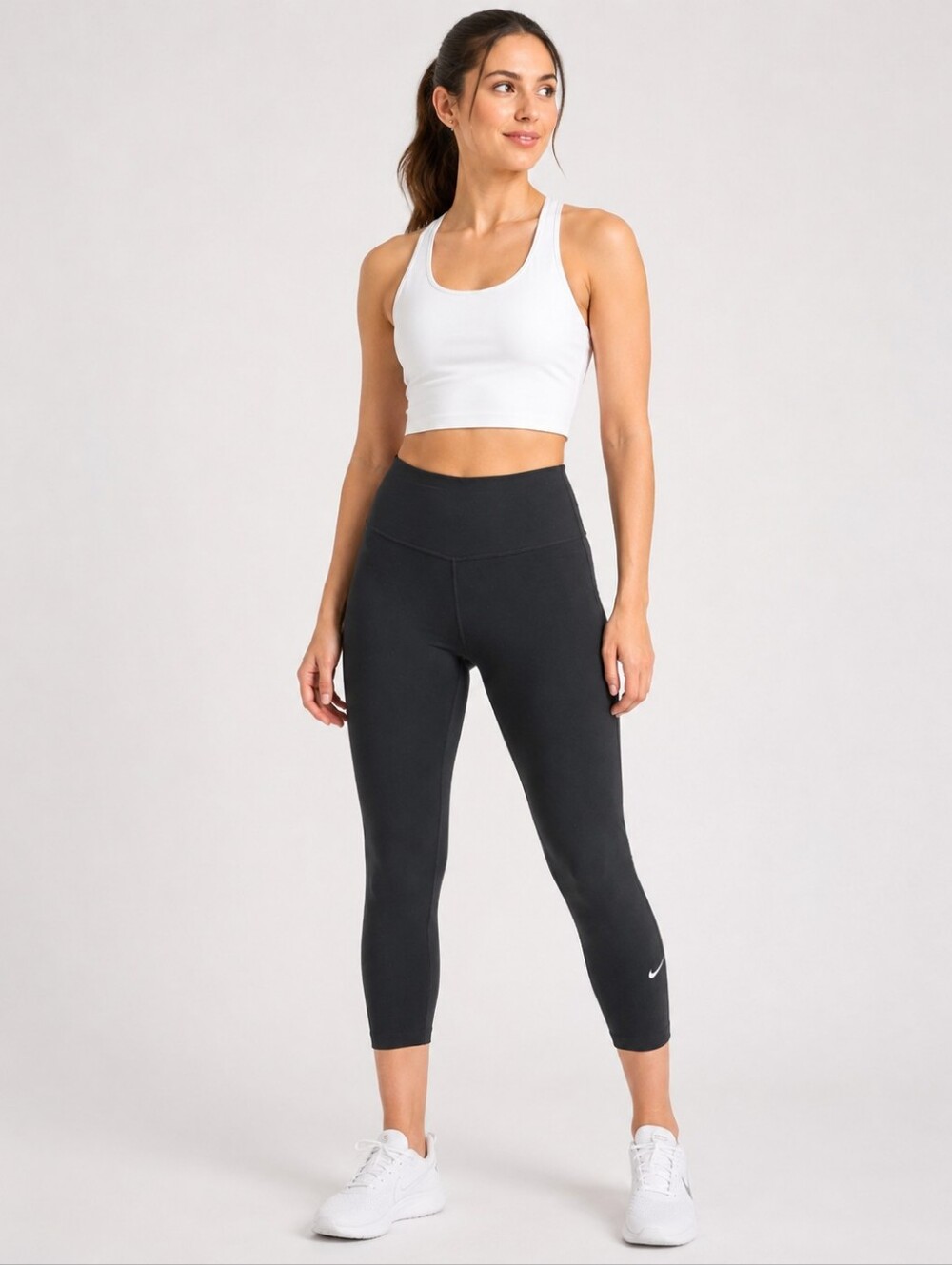 Nike Women’s Size L Black High-Rise Cropped Athletic Leggings Dri-FIT